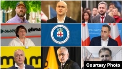 Фотоколлаж: Зура Джапаридзе, Ника Мелия, Ника Гварамия, Элене Хоштария, Георгий Вашадзе, Бадри Джапаридзе, Мамука Хазарадзе, Михаил Саакашвили.