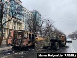 An Almaty street on the morning of January 10, 2022
